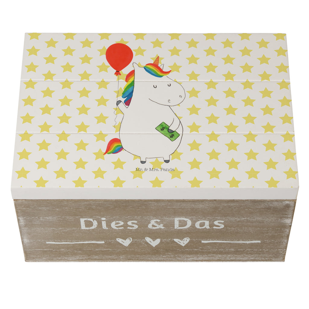 Holzkiste Einhorn Luftballon Holzkiste, Kiste, Schatzkiste, Truhe, Schatulle, XXL, Erinnerungsbox, Erinnerungskiste, Dekokiste, Aufbewahrungsbox, Einhorn, Einhörner, Einhorn Deko, Pegasus, Unicorn, Luftballon, Geld, Lebenslust, Freude, Geschenk, Freundin