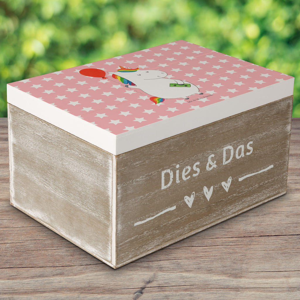 Holzkiste Einhorn Luftballon Holzkiste, Kiste, Schatzkiste, Truhe, Schatulle, XXL, Erinnerungsbox, Erinnerungskiste, Dekokiste, Aufbewahrungsbox, Einhorn, Einhörner, Einhorn Deko, Pegasus, Unicorn, Luftballon, Geld, Lebenslust, Freude, Geschenk, Freundin