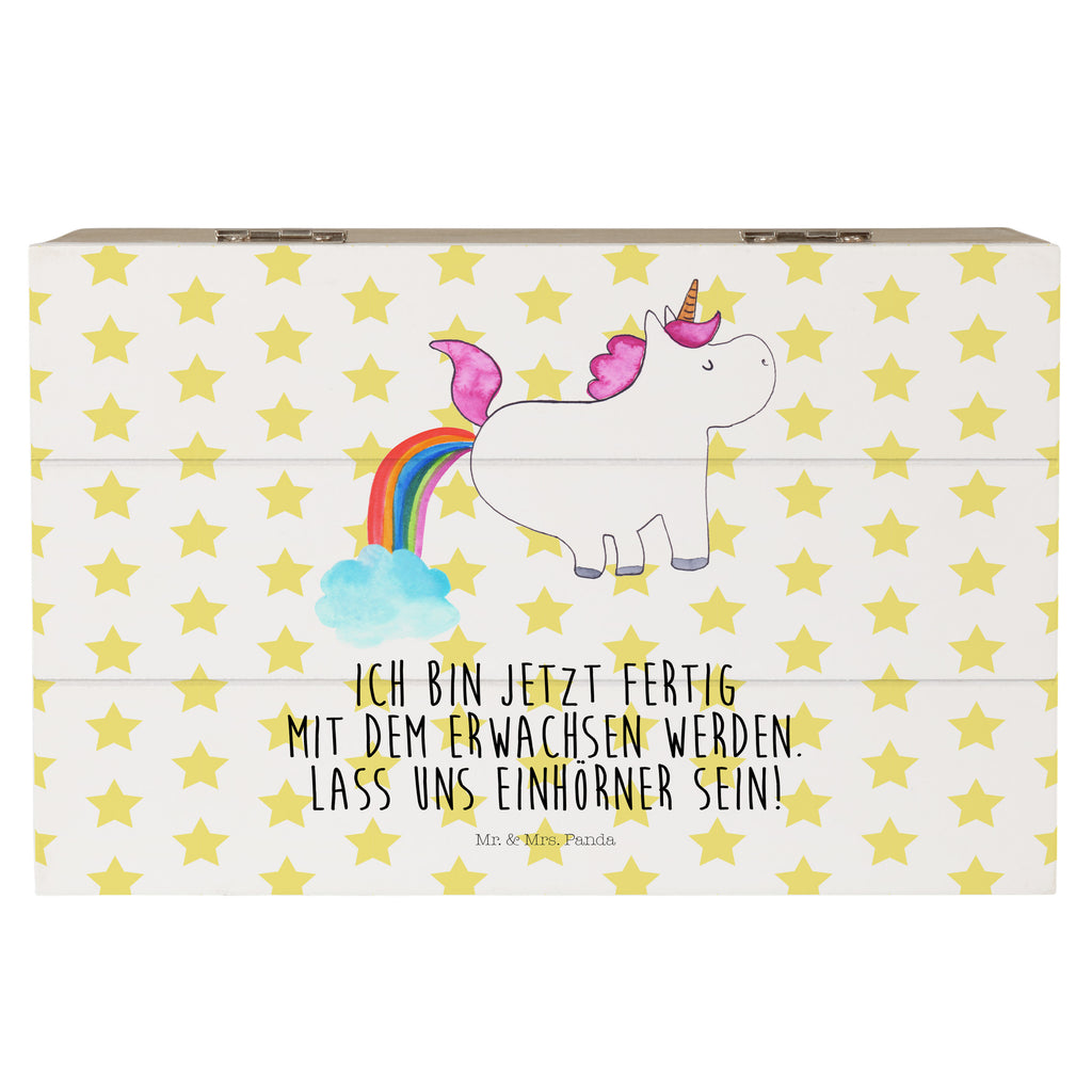 Holzkiste Einhorn Pupsend Holzkiste, Kiste, Schatzkiste, Truhe, Schatulle, XXL, Erinnerungsbox, Erinnerungskiste, Dekokiste, Aufbewahrungsbox, Einhorn, Einhörner, Einhorn Deko, Pegasus, Unicorn, Pups, Regenbogen, Glitzer, Einhornpower, Erwachsenwerden, Spaß, lustig, Freundin
