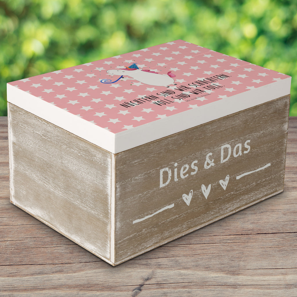 Holzkiste Einhorn Party Holzkiste, Kiste, Schatzkiste, Truhe, Schatulle, XXL, Erinnerungsbox, Erinnerungskiste, Dekokiste, Aufbewahrungsbox, Einhorn, Einhörner, Einhorn Deko, Pegasus, Unicorn, Glitzer, Konfetti, Party, Geburtstag, Feier, Fest, Alkohol, Disco, Club