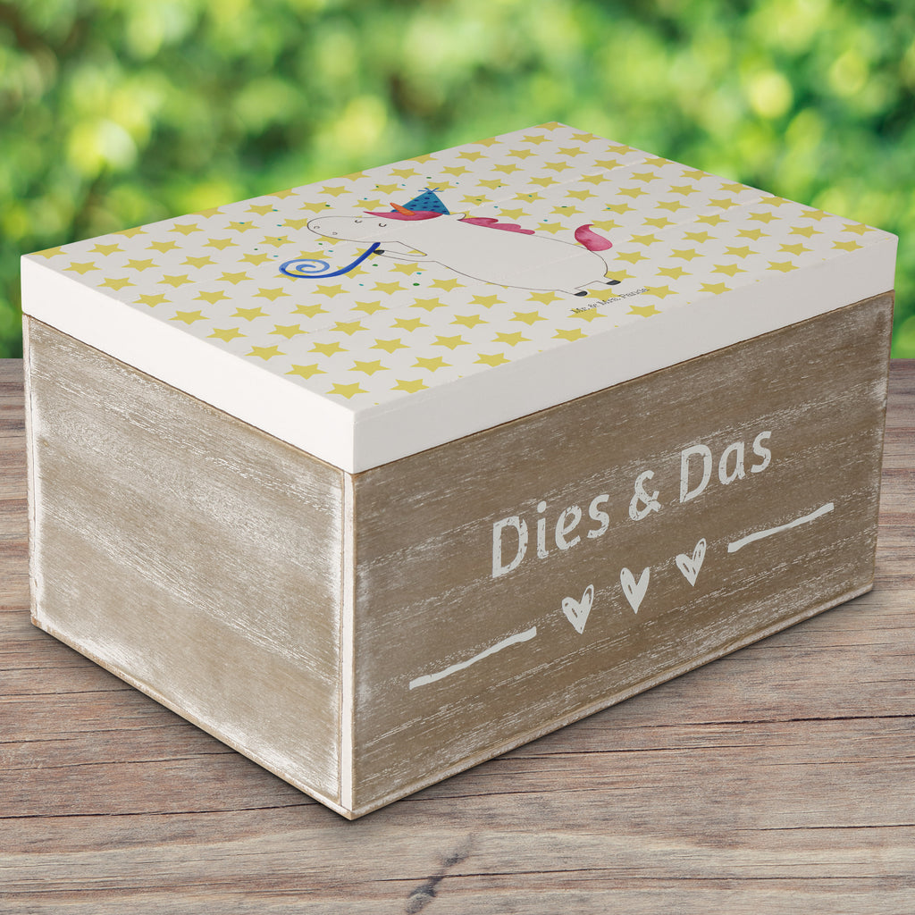 Holzkiste Einhorn Party Holzkiste, Kiste, Schatzkiste, Truhe, Schatulle, XXL, Erinnerungsbox, Erinnerungskiste, Dekokiste, Aufbewahrungsbox, Einhorn, Einhörner, Einhorn Deko, Pegasus, Unicorn, Glitzer, Konfetti, Party, Geburtstag, Feier, Fest, Alkohol, Disco, Club