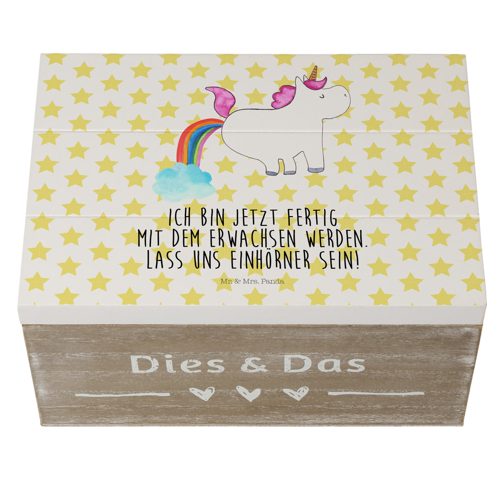 Holzkiste Einhorn Pupsend Holzkiste, Kiste, Schatzkiste, Truhe, Schatulle, XXL, Erinnerungsbox, Erinnerungskiste, Dekokiste, Aufbewahrungsbox, Einhorn, Einhörner, Einhorn Deko, Pegasus, Unicorn, Pups, Regenbogen, Glitzer, Einhornpower, Erwachsenwerden, Spaß, lustig, Freundin