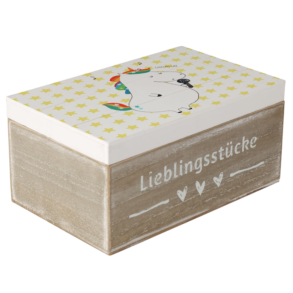 Holzkiste Einhorn Sänger Holzkiste, Kiste, Schatzkiste, Truhe, Schatulle, XXL, Erinnerungsbox, Erinnerungskiste, Dekokiste, Aufbewahrungsbox, Einhorn, Einhörner, Einhorn Deko, Pegasus, Unicorn, Glitzer, Konfetti, Party, Geburtstag, Feier, Fest, Disco, Sängerin, Sänger, Freundin