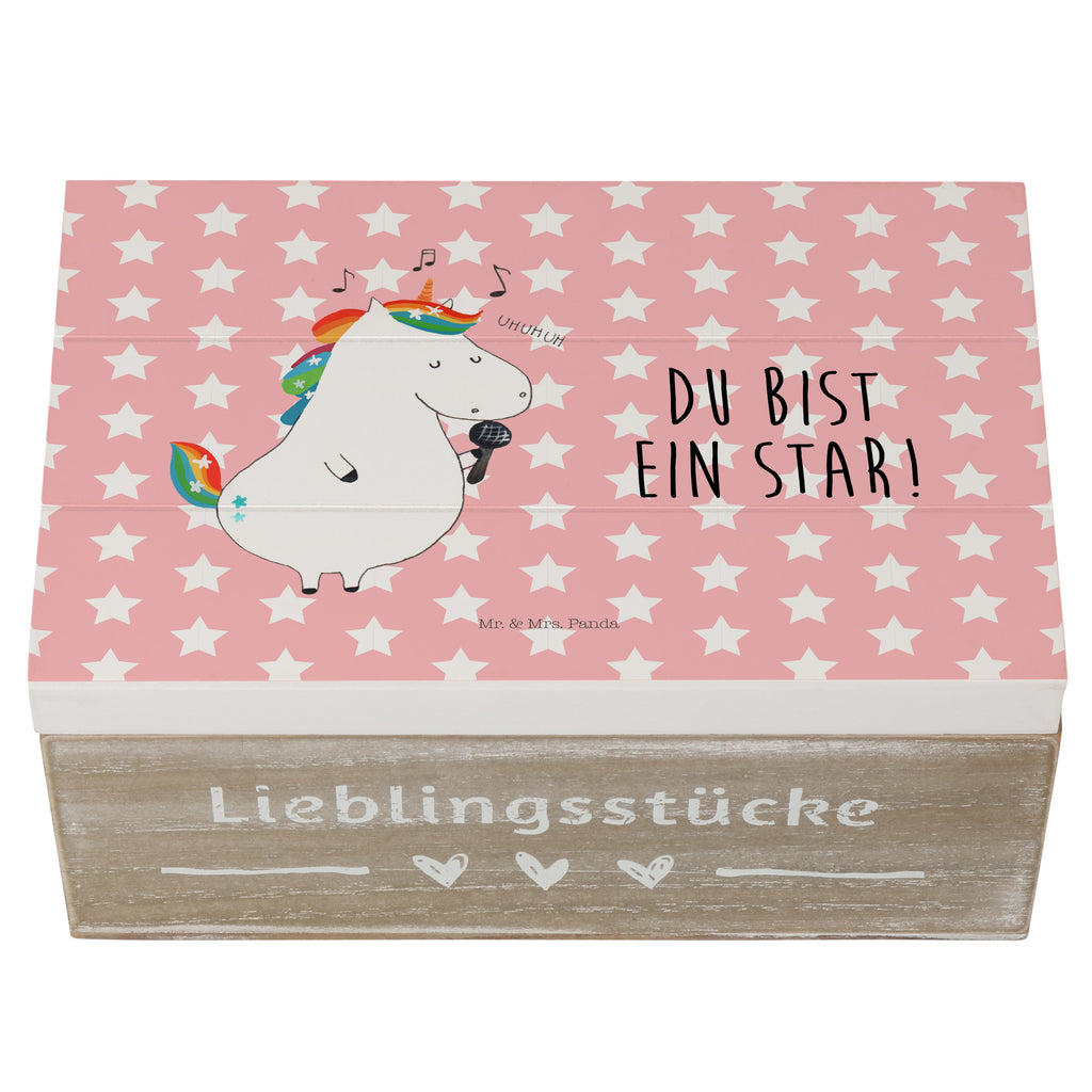 Holzkiste Einhorn Sänger Holzkiste, Kiste, Schatzkiste, Truhe, Schatulle, XXL, Erinnerungsbox, Erinnerungskiste, Dekokiste, Aufbewahrungsbox, Einhorn, Einhörner, Einhorn Deko, Pegasus, Unicorn, Glitzer, Konfetti, Party, Geburtstag, Feier, Fest, Disco, Sängerin, Sänger, Freundin