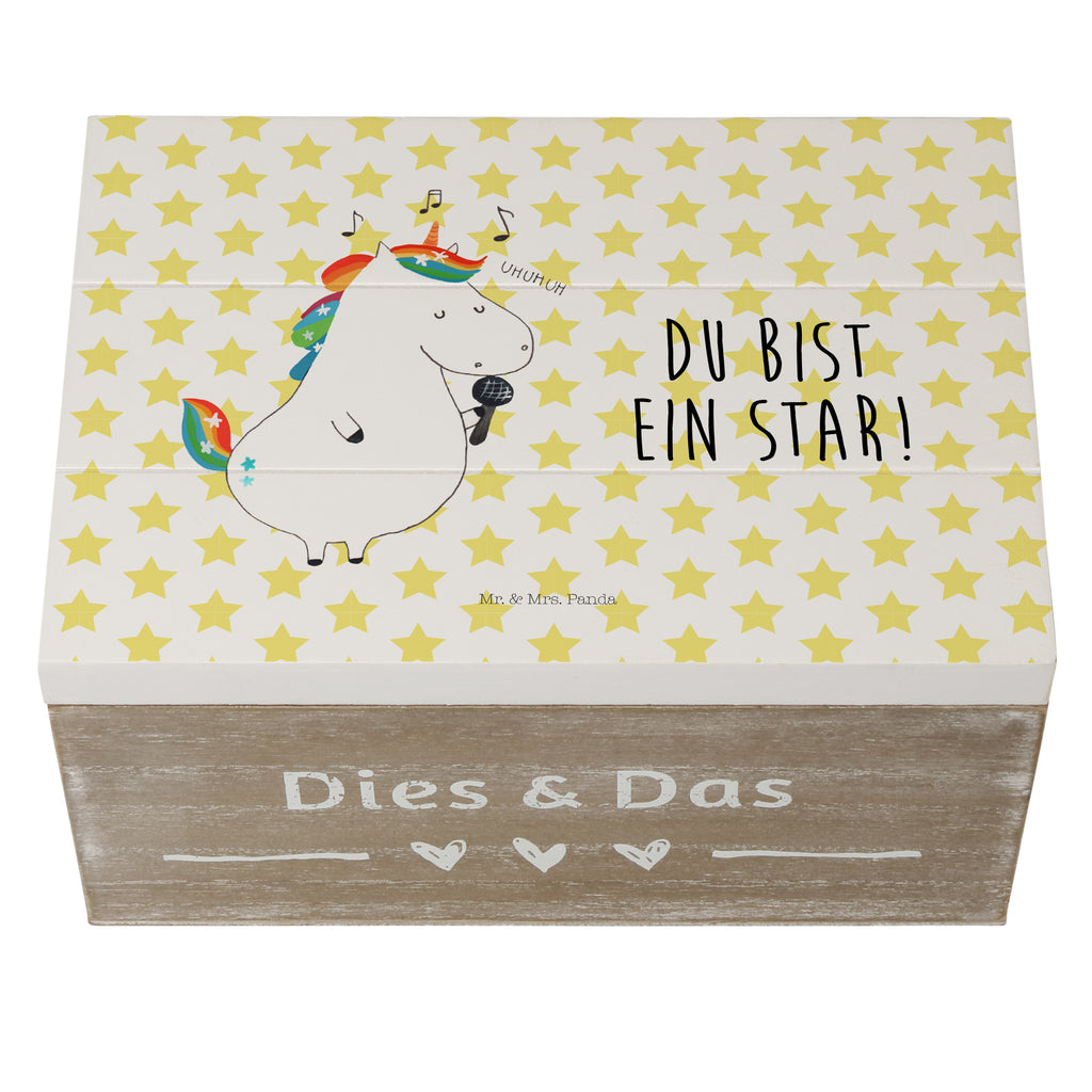 Holzkiste Einhorn Sänger Holzkiste, Kiste, Schatzkiste, Truhe, Schatulle, XXL, Erinnerungsbox, Erinnerungskiste, Dekokiste, Aufbewahrungsbox, Einhorn, Einhörner, Einhorn Deko, Pegasus, Unicorn, Glitzer, Konfetti, Party, Geburtstag, Feier, Fest, Disco, Sängerin, Sänger, Freundin