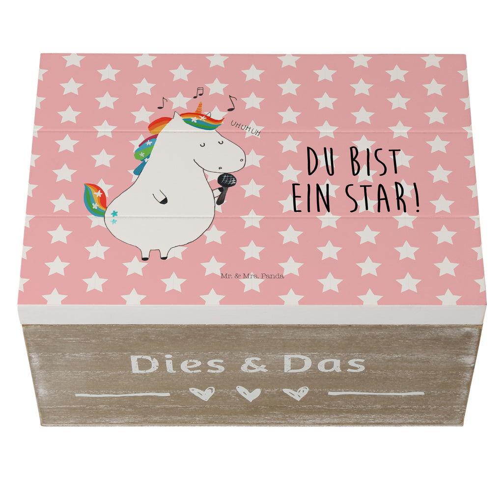 Holzkiste Einhorn Sänger Holzkiste, Kiste, Schatzkiste, Truhe, Schatulle, XXL, Erinnerungsbox, Erinnerungskiste, Dekokiste, Aufbewahrungsbox, Einhorn, Einhörner, Einhorn Deko, Pegasus, Unicorn, Glitzer, Konfetti, Party, Geburtstag, Feier, Fest, Disco, Sängerin, Sänger, Freundin