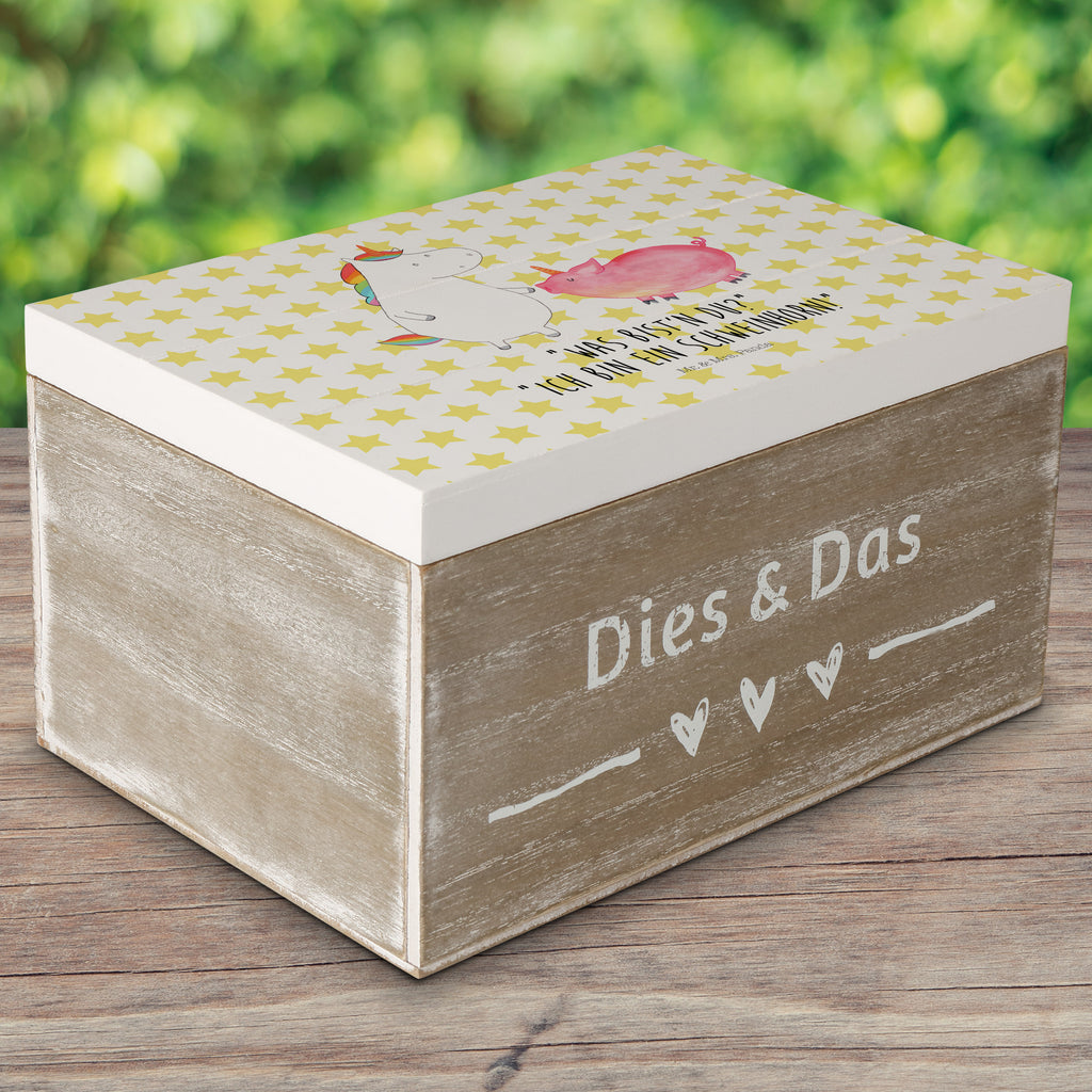 Holzkiste Einhorn + Schweinhorn Holzkiste, Kiste, Schatzkiste, Truhe, Schatulle, XXL, Erinnerungsbox, Erinnerungskiste, Dekokiste, Aufbewahrungsbox, Einhorn, Einhörner, Einhorn Deko, Pegasus, Unicorn, Freundschaft, Schweinhorn, Schwein, Freundin, Schweinchen