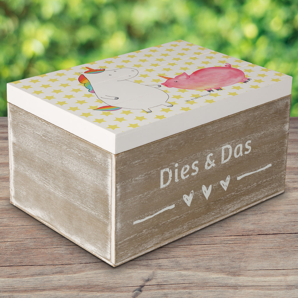 Holzkiste Einhorn + Schweinhorn Holzkiste, Kiste, Schatzkiste, Truhe, Schatulle, XXL, Erinnerungsbox, Erinnerungskiste, Dekokiste, Aufbewahrungsbox, Einhorn, Einhörner, Einhorn Deko, Pegasus, Unicorn, Freundschaft, Schweinhorn, Schwein, Freundin, Schweinchen