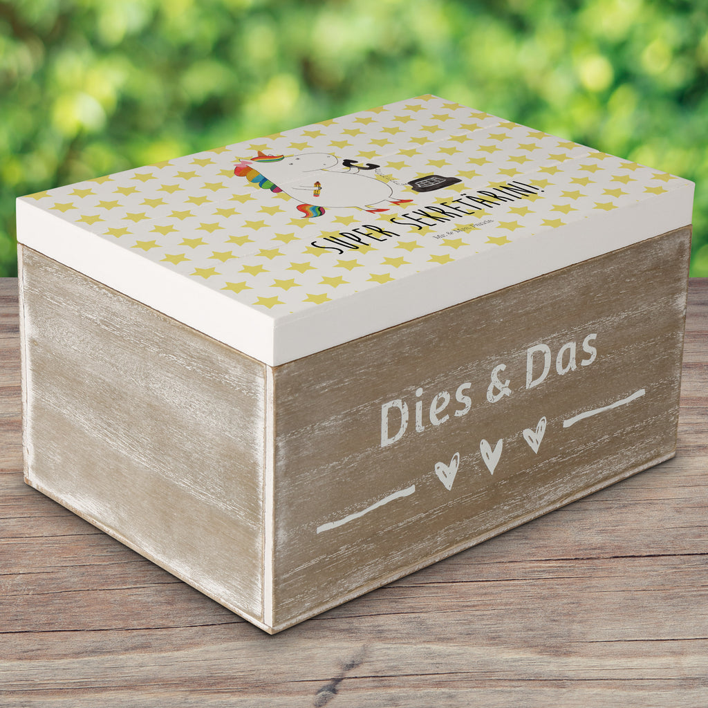 Holzkiste Einhorn Sekretärin Holzkiste, Kiste, Schatzkiste, Truhe, Schatulle, XXL, Erinnerungsbox, Erinnerungskiste, Dekokiste, Aufbewahrungsbox, Einhorn, Einhörner, Einhorn Deko, Pegasus, Unicorn, Sekretärin, Büro, Rechtsanwältin, Rechtsanwaltsgehilfin, Steuerbüro, Steuerkanzlei, Bürokraft, Bürohilfe