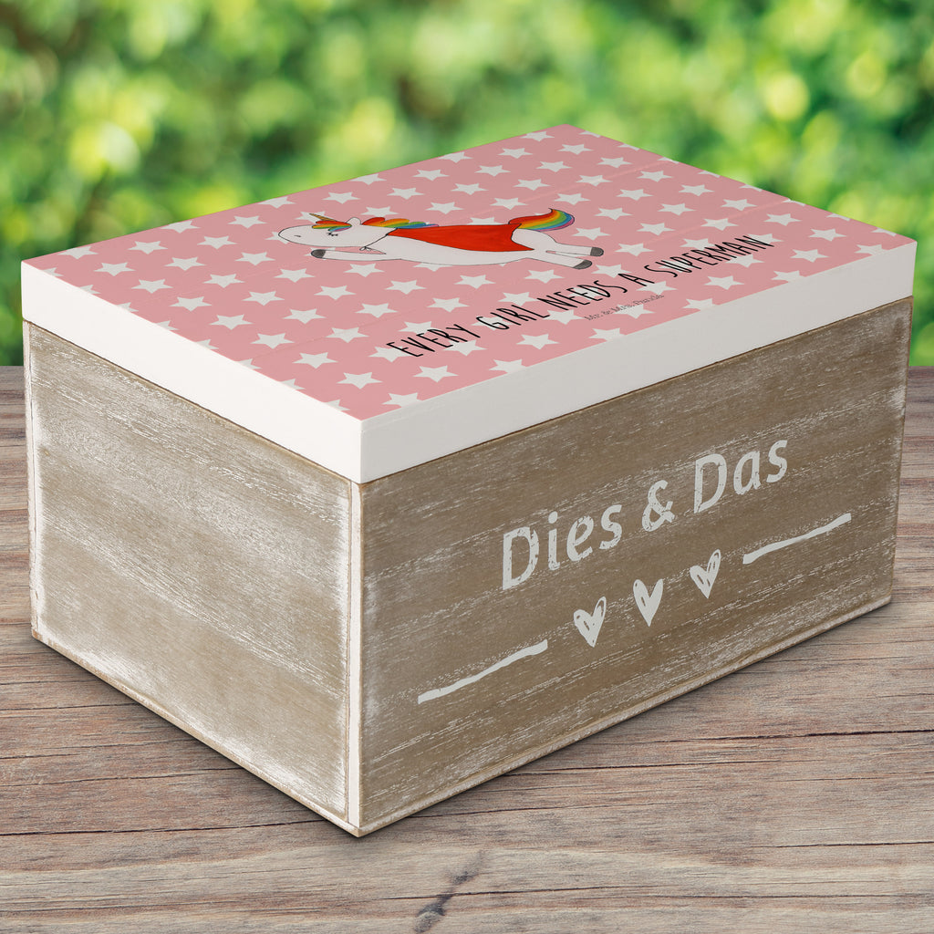 Holzkiste Einhorn Super Holzkiste, Kiste, Schatzkiste, Truhe, Schatulle, XXL, Erinnerungsbox, Erinnerungskiste, Dekokiste, Aufbewahrungsbox, Einhorn, Einhörner, Einhorn Deko, Pegasus, Unicorn, Traummann, Superheld, Held, Freundin, Geschenk, Girl, Mädchen