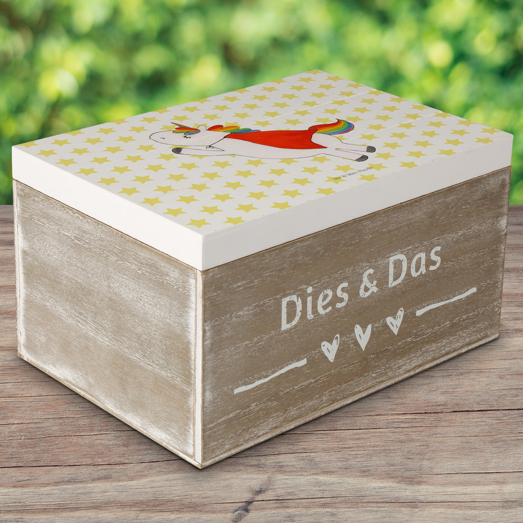 Holzkiste Einhorn Super Holzkiste, Kiste, Schatzkiste, Truhe, Schatulle, XXL, Erinnerungsbox, Erinnerungskiste, Dekokiste, Aufbewahrungsbox, Einhorn, Einhörner, Einhorn Deko, Pegasus, Unicorn, Traummann, Superheld, Held, Freundin, Geschenk, Girl, Mädchen