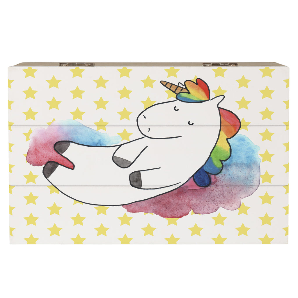 Holzkiste Einhorn Wolke 7 Holzkiste, Kiste, Schatzkiste, Truhe, Schatulle, XXL, Erinnerungsbox, Erinnerungskiste, Dekokiste, Aufbewahrungsbox, Einhorn, Einhörner, Einhorn Deko, Pegasus, Unicorn, verliebt, Menschen, witzig, lustig, Geschenk, Glaube, Realität, Lächeln