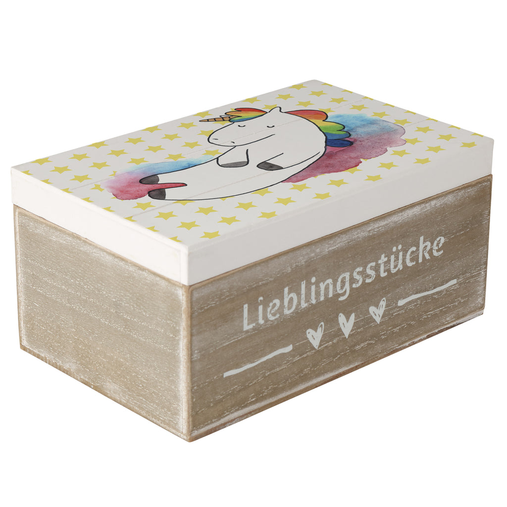 Holzkiste Einhorn Wolke 7 Holzkiste, Kiste, Schatzkiste, Truhe, Schatulle, XXL, Erinnerungsbox, Erinnerungskiste, Dekokiste, Aufbewahrungsbox, Einhorn, Einhörner, Einhorn Deko, Pegasus, Unicorn, verliebt, Menschen, witzig, lustig, Geschenk, Glaube, Realität, Lächeln