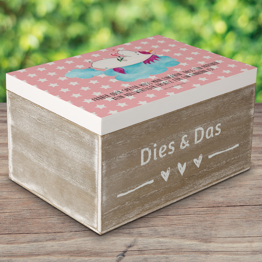 Holzkiste Einhorn verliebt auf Wolke Holzkiste, Kiste, Schatzkiste, Truhe, Schatulle, XXL, Erinnerungsbox, Erinnerungskiste, Dekokiste, Aufbewahrungsbox, Einhorn, Einhörner, Einhorn Deko, Pegasus, Unicorn, verliebt, Liebe, Liebesbeweis, Freundin, Wolke