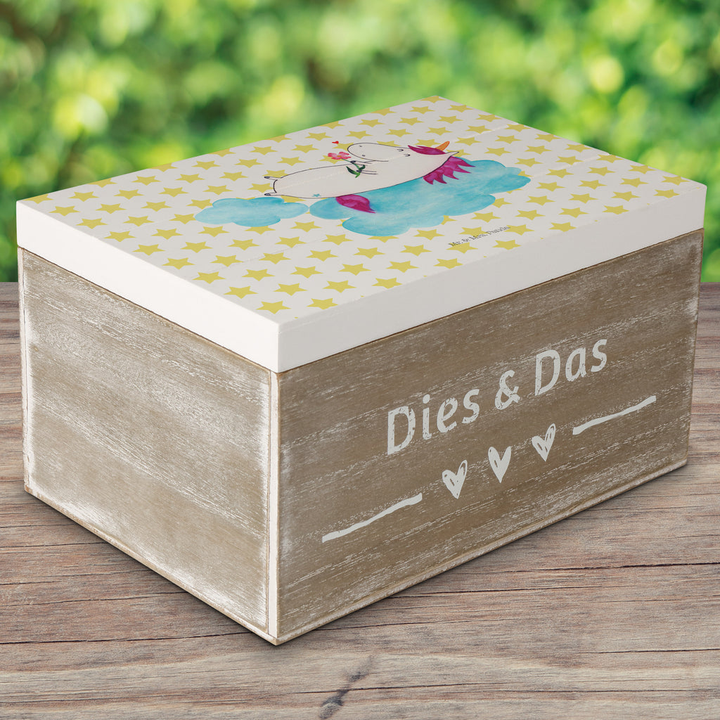 Holzkiste Einhorn verliebt auf Wolke Holzkiste, Kiste, Schatzkiste, Truhe, Schatulle, XXL, Erinnerungsbox, Erinnerungskiste, Dekokiste, Aufbewahrungsbox, Einhorn, Einhörner, Einhorn Deko, Pegasus, Unicorn, verliebt, Liebe, Liebesbeweis, Freundin, Wolke
