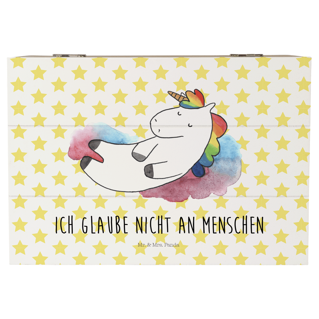 Holzkiste Einhorn Wolke 7 Holzkiste, Kiste, Schatzkiste, Truhe, Schatulle, XXL, Erinnerungsbox, Erinnerungskiste, Dekokiste, Aufbewahrungsbox, Einhorn, Einhörner, Einhorn Deko, Pegasus, Unicorn, verliebt, Menschen, witzig, lustig, Geschenk, Glaube, Realität, Lächeln