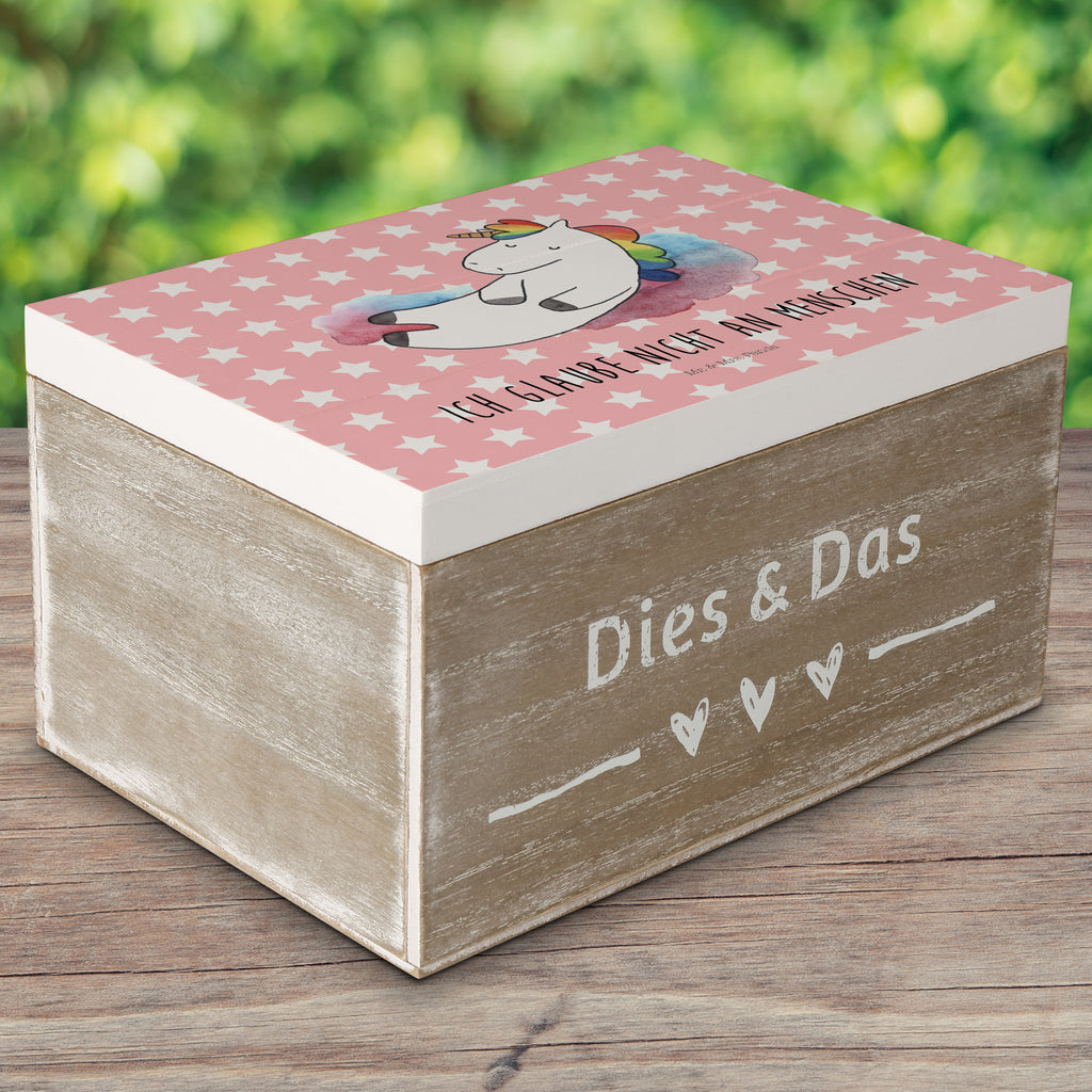 Holzkiste Einhorn Wolke 7 Holzkiste, Kiste, Schatzkiste, Truhe, Schatulle, XXL, Erinnerungsbox, Erinnerungskiste, Dekokiste, Aufbewahrungsbox, Einhorn, Einhörner, Einhorn Deko, Pegasus, Unicorn, verliebt, Menschen, witzig, lustig, Geschenk, Glaube, Realität, Lächeln