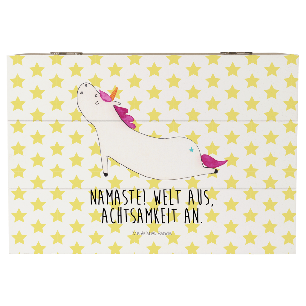 Holzkiste Einhorn Yoga Holzkiste, Kiste, Schatzkiste, Truhe, Schatulle, XXL, Erinnerungsbox, Erinnerungskiste, Dekokiste, Aufbewahrungsbox, Einhorn, Einhörner, Einhorn Deko, Pegasus, Unicorn, Yoga, Namaste, Achtsamkeit, Entspannung, Joga, Yogamatte, Sport, lustig, witzig, süß