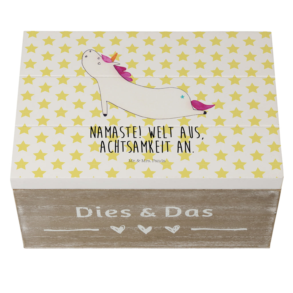 Holzkiste Einhorn Yoga Holzkiste, Kiste, Schatzkiste, Truhe, Schatulle, XXL, Erinnerungsbox, Erinnerungskiste, Dekokiste, Aufbewahrungsbox, Einhorn, Einhörner, Einhorn Deko, Pegasus, Unicorn, Yoga, Namaste, Achtsamkeit, Entspannung, Joga, Yogamatte, Sport, lustig, witzig, süß