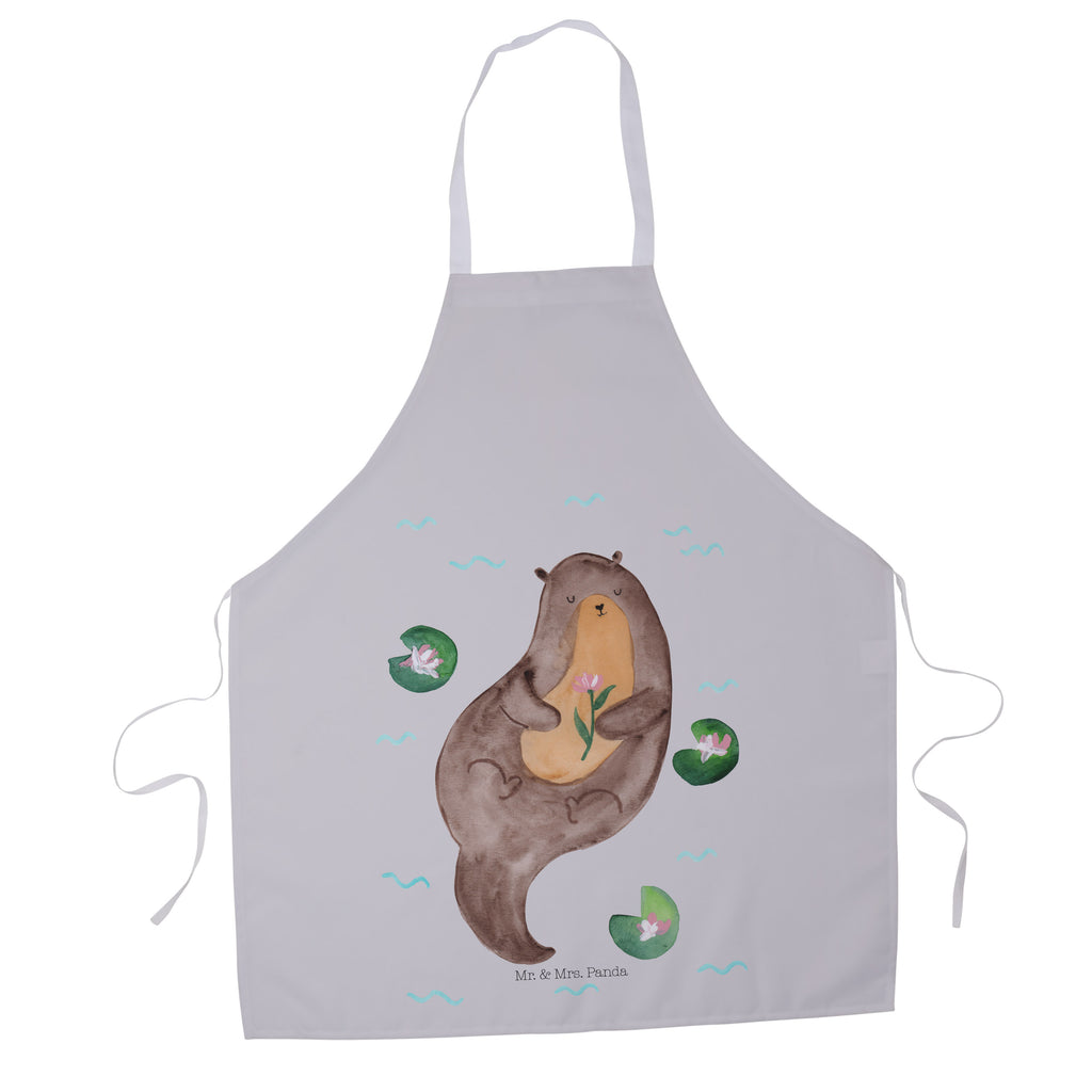 Kochschürze Otter mit Seerose Schürze, Backschürze, Küchenschürze, Grillschürze, Latzschürze, Otter, Fischotter, Seeotter, Otter Seeotter See Otter