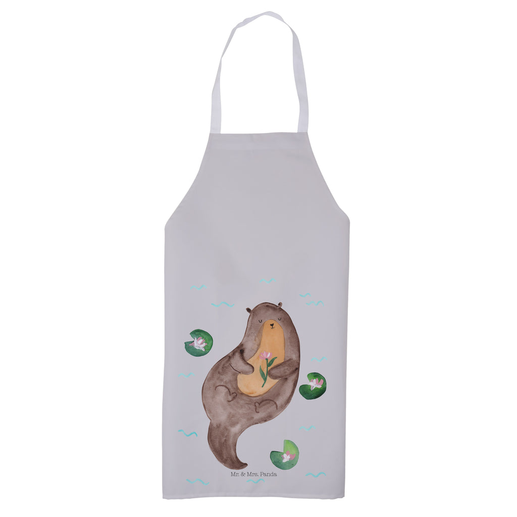 Kochschürze Otter mit Seerose Schürze, Backschürze, Küchenschürze, Grillschürze, Latzschürze, Otter, Fischotter, Seeotter, Otter Seeotter See Otter