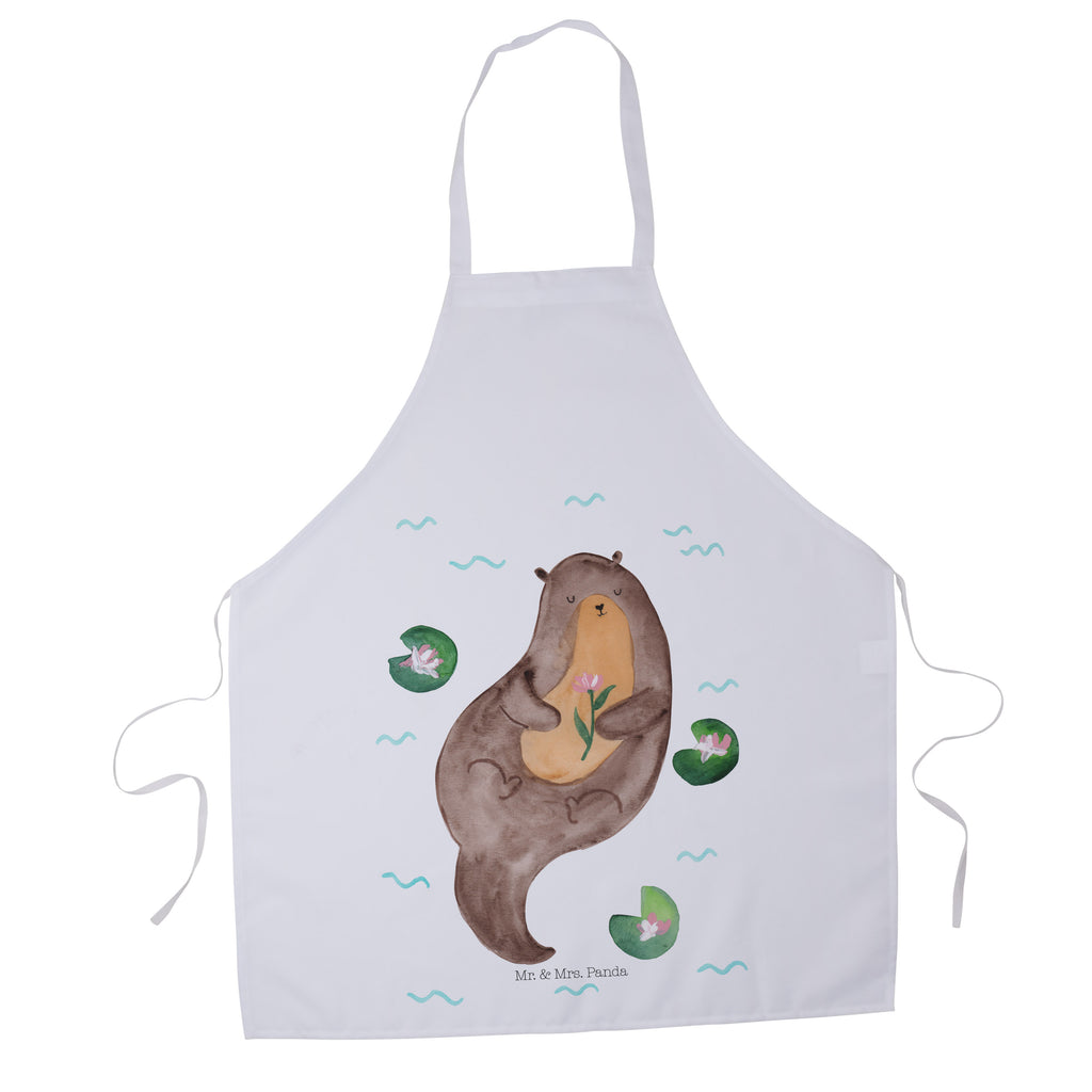 Kochschürze Otter mit Seerose Schürze, Backschürze, Küchenschürze, Grillschürze, Latzschürze, Otter, Fischotter, Seeotter, Otter Seeotter See Otter