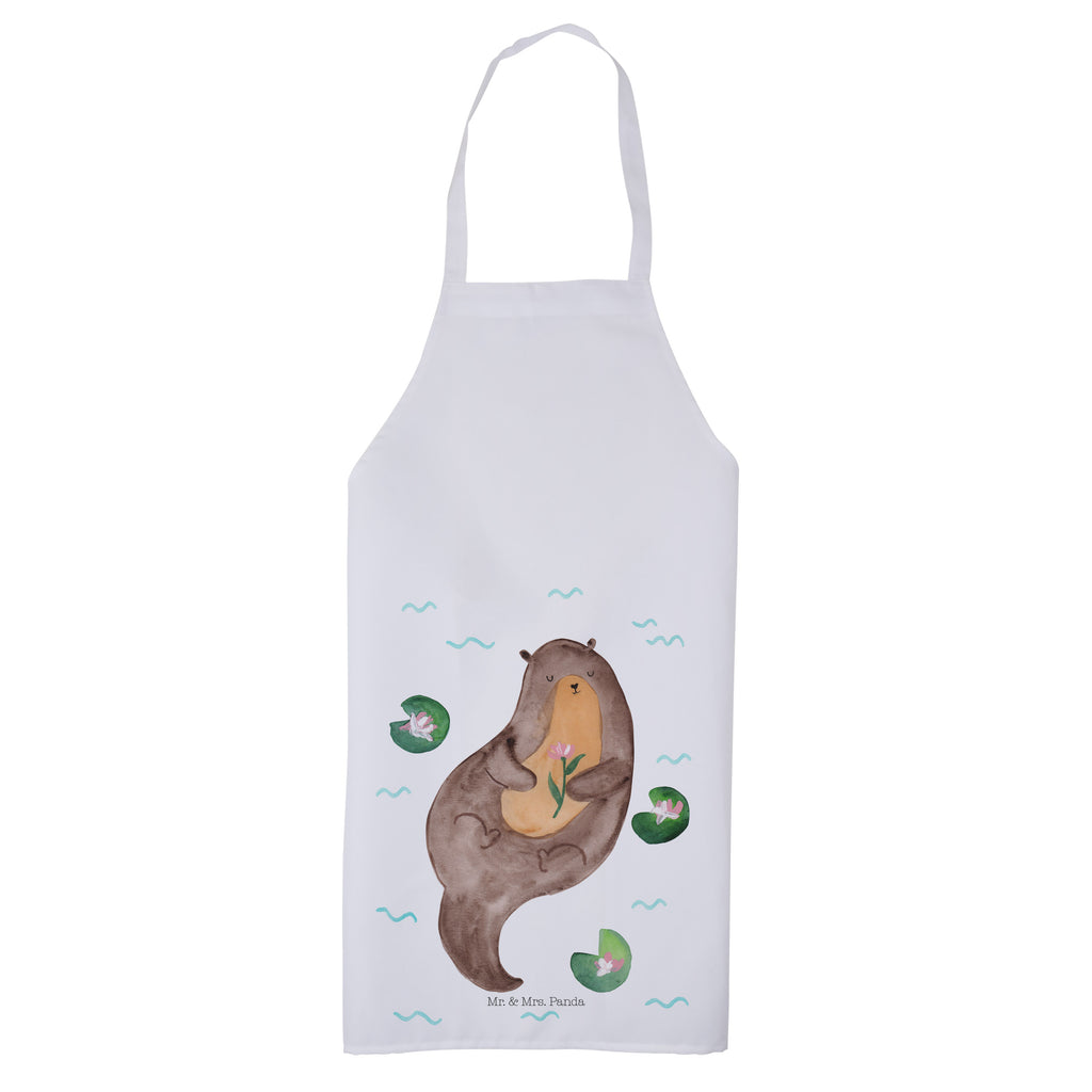 Kochschürze Otter mit Seerose Schürze, Backschürze, Küchenschürze, Grillschürze, Latzschürze, Otter, Fischotter, Seeotter, Otter Seeotter See Otter