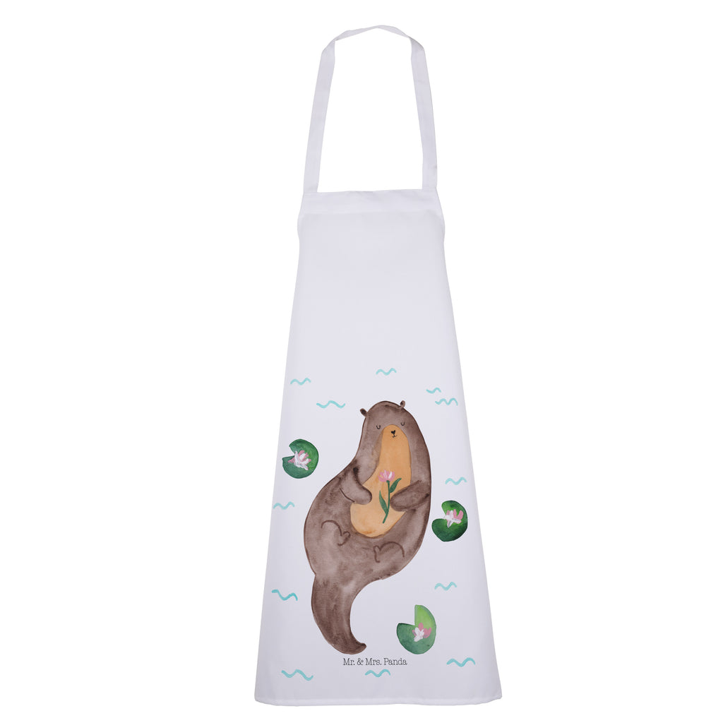 Kochschürze Otter mit Seerose Schürze, Backschürze, Küchenschürze, Grillschürze, Latzschürze, Otter, Fischotter, Seeotter, Otter Seeotter See Otter