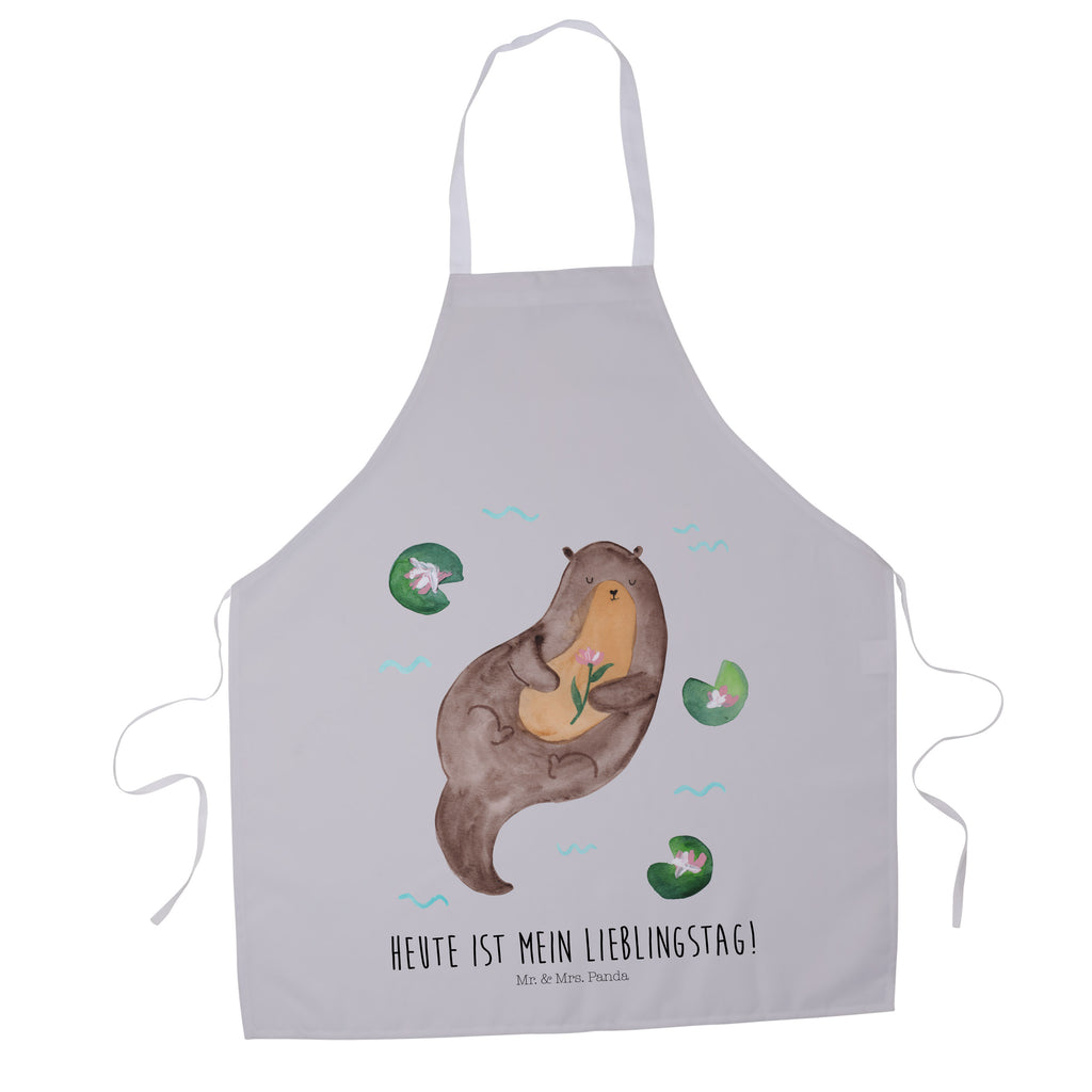 Kochschürze Otter mit Seerose Schürze, Backschürze, Küchenschürze, Grillschürze, Latzschürze, Otter, Fischotter, Seeotter, Otter Seeotter See Otter