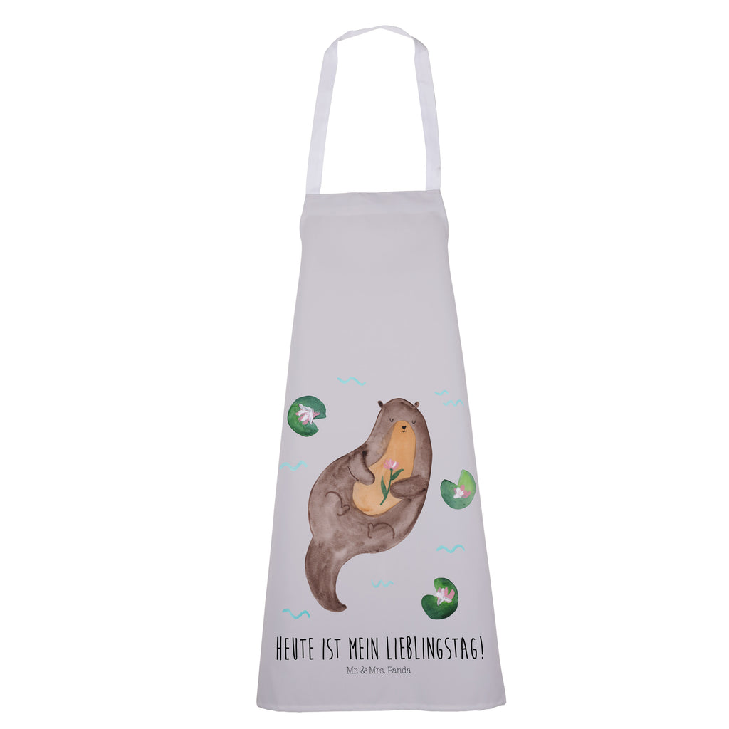 Kochschürze Otter mit Seerose Schürze, Backschürze, Küchenschürze, Grillschürze, Latzschürze, Otter, Fischotter, Seeotter, Otter Seeotter See Otter