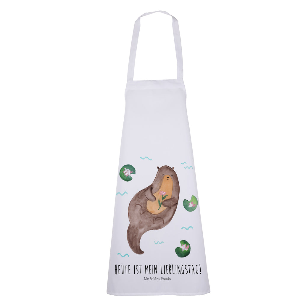 Kochschürze Otter mit Seerose Schürze, Backschürze, Küchenschürze, Grillschürze, Latzschürze, Otter, Fischotter, Seeotter, Otter Seeotter See Otter