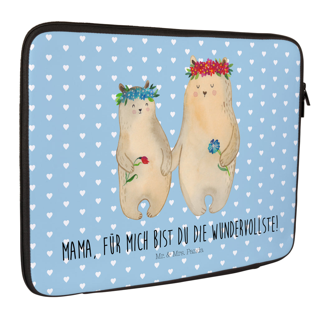 20 x 28 Notebook Tasche  Bären mit Blumenkranz Notebook Tasche, Laptop, Computertasche, Tasche, Familie, Vatertag, Muttertag, Bruder, Schwester, Mama, Papa, Oma, Opa, Bär, Bären, Mutter, Mutti, Mami, Lieblingsmensch, Lieblingsmama, beste Mutter, weltbeste Mama, Geschenk Mama. Muttertag, Tochter, Kind, Kinder, Töchter, Family, Vorbild