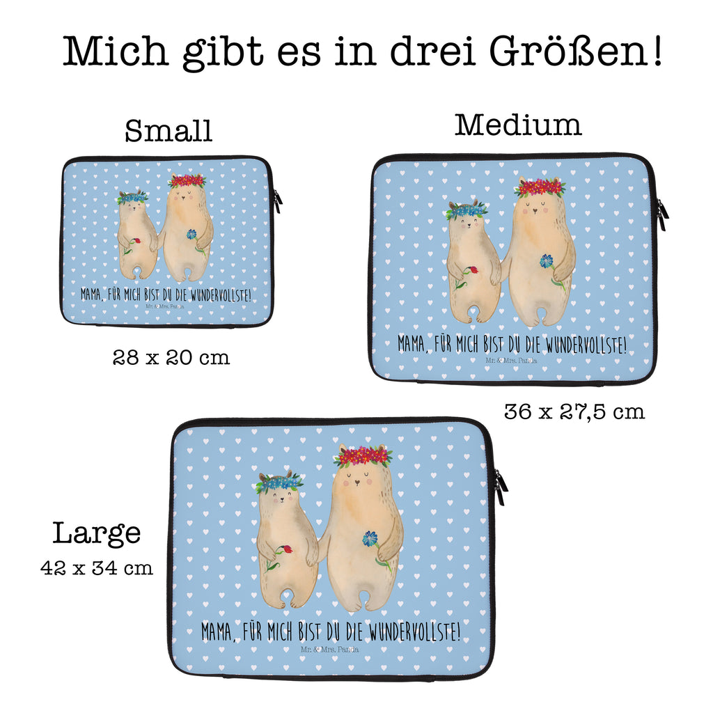 20 x 28 Notebook Tasche  Bären mit Blumenkranz Notebook Tasche, Laptop, Computertasche, Tasche, Familie, Vatertag, Muttertag, Bruder, Schwester, Mama, Papa, Oma, Opa, Bär, Bären, Mutter, Mutti, Mami, Lieblingsmensch, Lieblingsmama, beste Mutter, weltbeste Mama, Geschenk Mama. Muttertag, Tochter, Kind, Kinder, Töchter, Family, Vorbild
