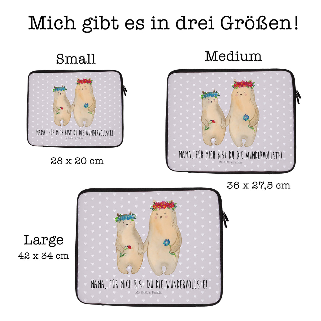 20 x 28 Notebook Tasche  Bären mit Blumenkranz Notebook Tasche, Laptop, Computertasche, Tasche, Familie, Vatertag, Muttertag, Bruder, Schwester, Mama, Papa, Oma, Opa, Bär, Bären, Mutter, Mutti, Mami, Lieblingsmensch, Lieblingsmama, beste Mutter, weltbeste Mama, Geschenk Mama. Muttertag, Tochter, Kind, Kinder, Töchter, Family, Vorbild