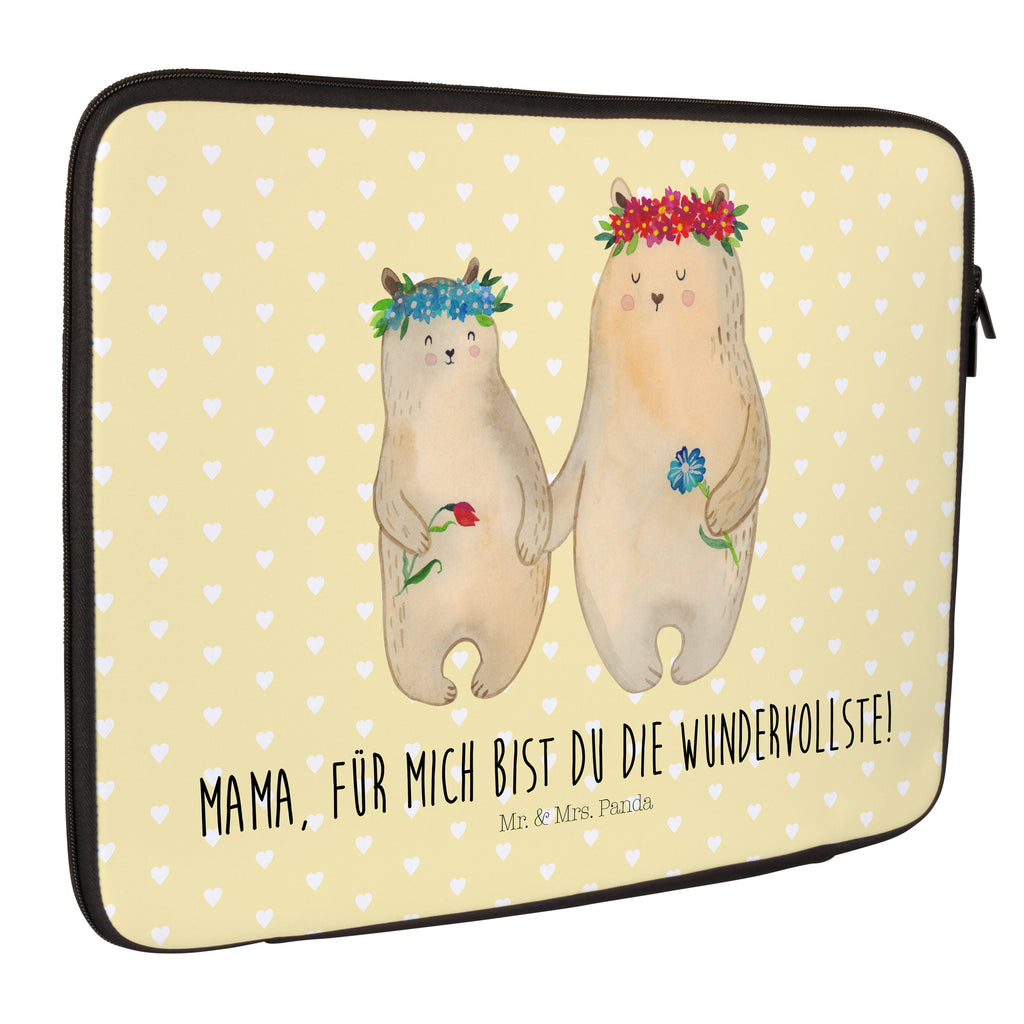20 x 28 Notebook Tasche  Bären mit Blumenkranz Notebook Tasche, Laptop, Computertasche, Tasche, Familie, Vatertag, Muttertag, Bruder, Schwester, Mama, Papa, Oma, Opa, Bär, Bären, Mutter, Mutti, Mami, Lieblingsmensch, Lieblingsmama, beste Mutter, weltbeste Mama, Geschenk Mama. Muttertag, Tochter, Kind, Kinder, Töchter, Family, Vorbild