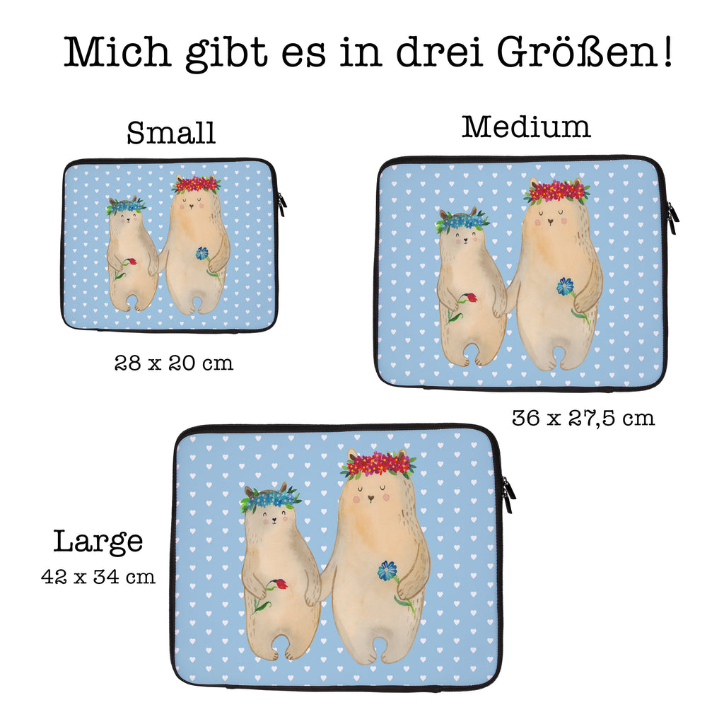 20 x 28 Notebook Tasche  Bären mit Blumenkranz Notebook Tasche, Laptop, Computertasche, Tasche, Familie, Vatertag, Muttertag, Bruder, Schwester, Mama, Papa, Oma, Opa, Bär, Bären, Mutter, Mutti, Mami, Lieblingsmensch, Lieblingsmama, beste Mutter, weltbeste Mama, Geschenk Mama. Muttertag, Tochter, Kind, Kinder, Töchter, Family, Vorbild