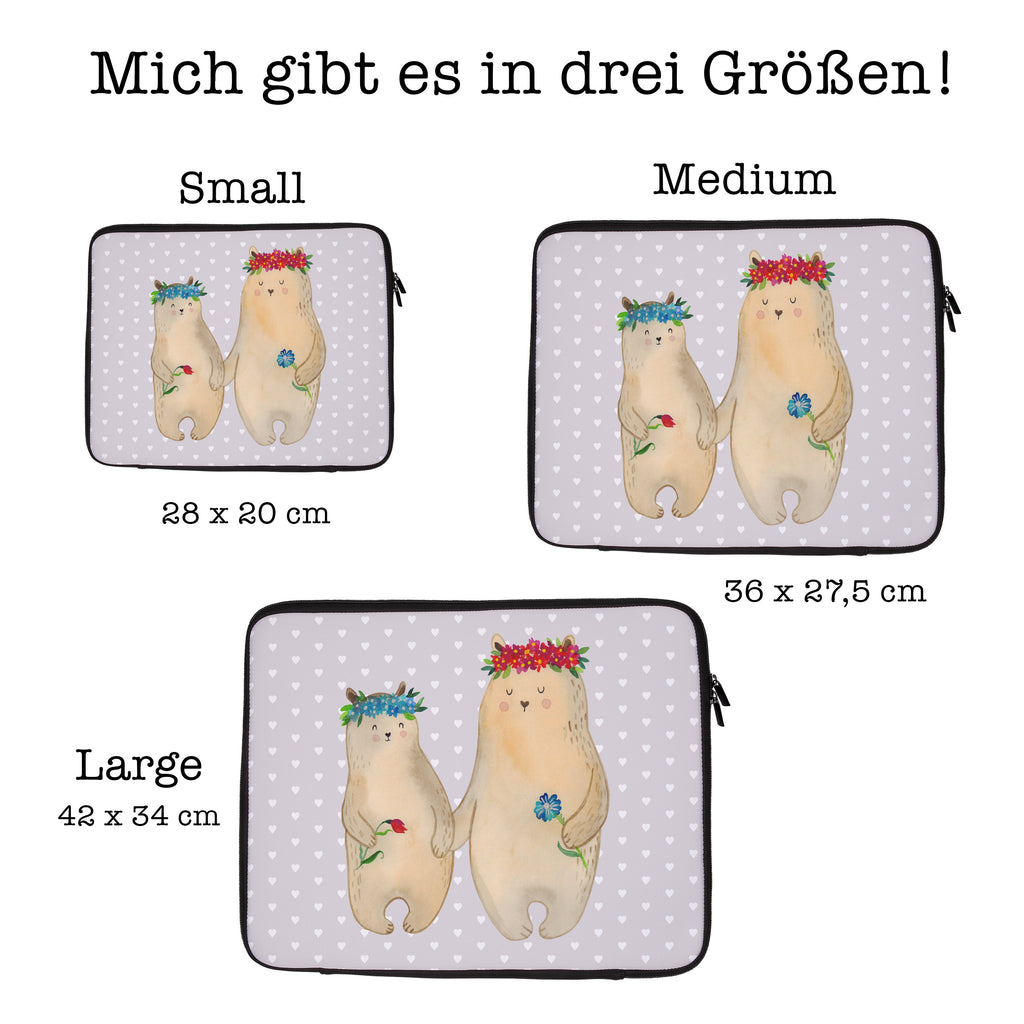20 x 28 Notebook Tasche  Bären mit Blumenkranz Notebook Tasche, Laptop, Computertasche, Tasche, Familie, Vatertag, Muttertag, Bruder, Schwester, Mama, Papa, Oma, Opa, Bär, Bären, Mutter, Mutti, Mami, Lieblingsmensch, Lieblingsmama, beste Mutter, weltbeste Mama, Geschenk Mama. Muttertag, Tochter, Kind, Kinder, Töchter, Family, Vorbild