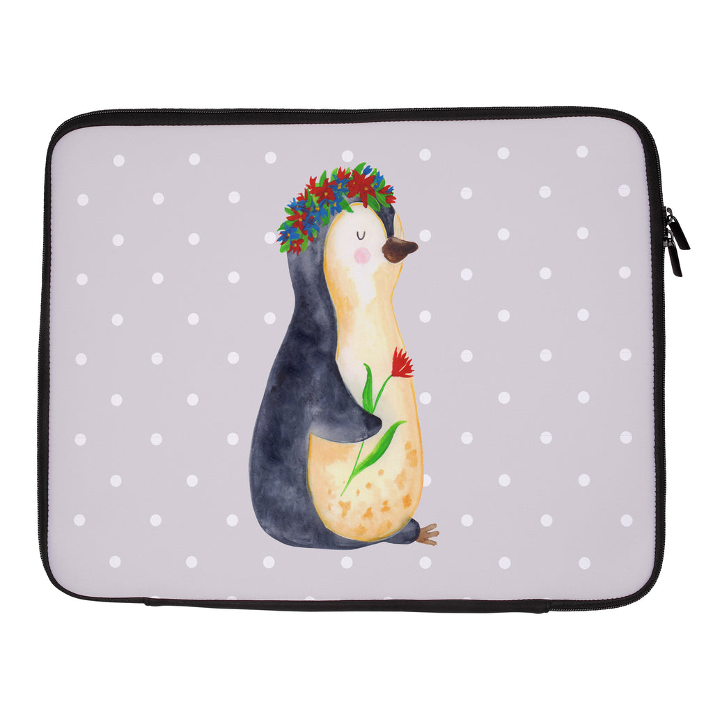 27 x 36 Notebook Tasche  Pinguin Blumenkranz Notebook Tasche, Laptop, Computertasche, Tasche, Damen, Schutzhülle, Pinguin, Pinguine, Blumenkranz, Universum, Leben, Wünsche, Ziele, Lebensziele, Motivation, Lebenslust, Liebeskummer, Geschenkidee