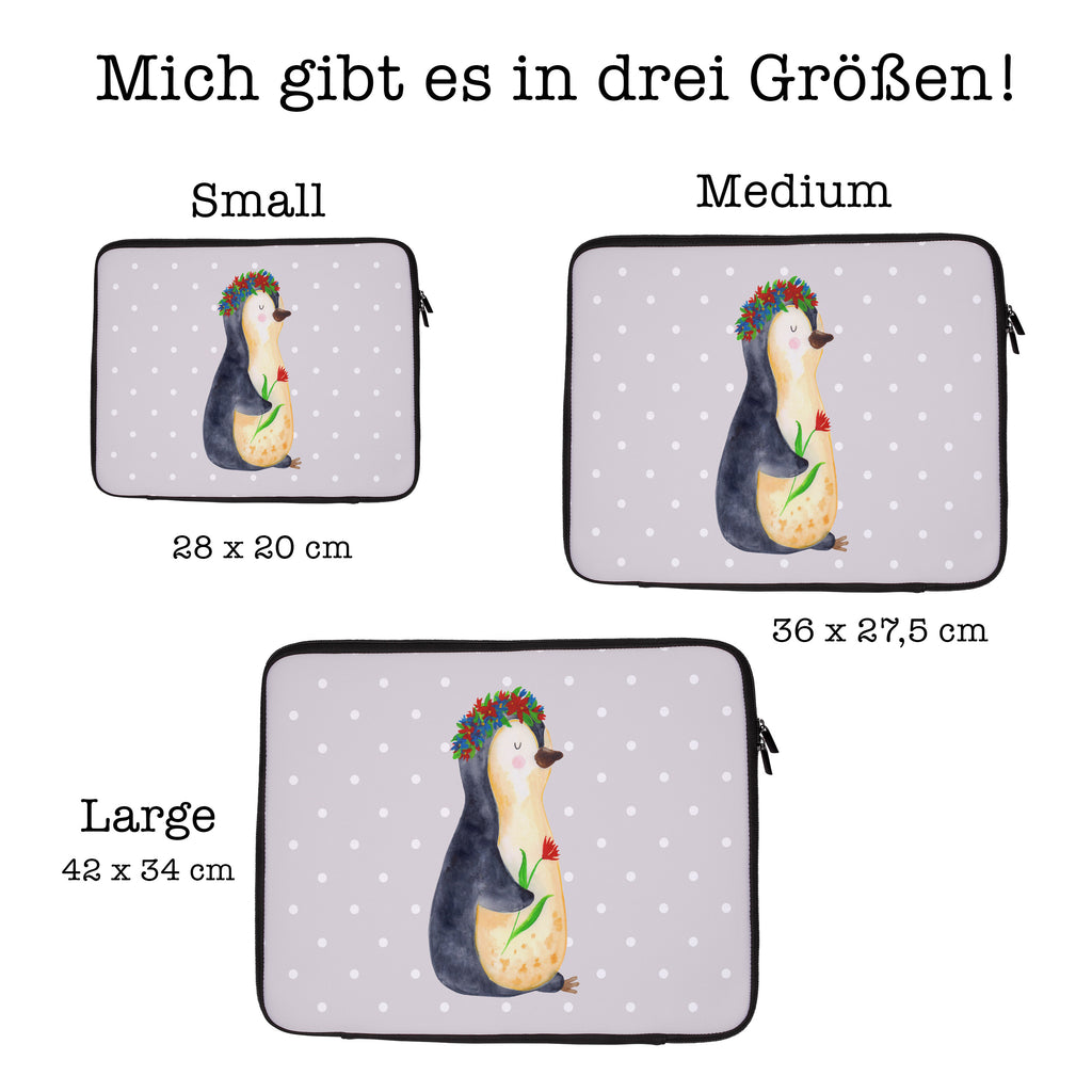 27 x 36 Notebook Tasche  Pinguin Blumenkranz Notebook Tasche, Laptop, Computertasche, Tasche, Damen, Schutzhülle, Pinguin, Pinguine, Blumenkranz, Universum, Leben, Wünsche, Ziele, Lebensziele, Motivation, Lebenslust, Liebeskummer, Geschenkidee