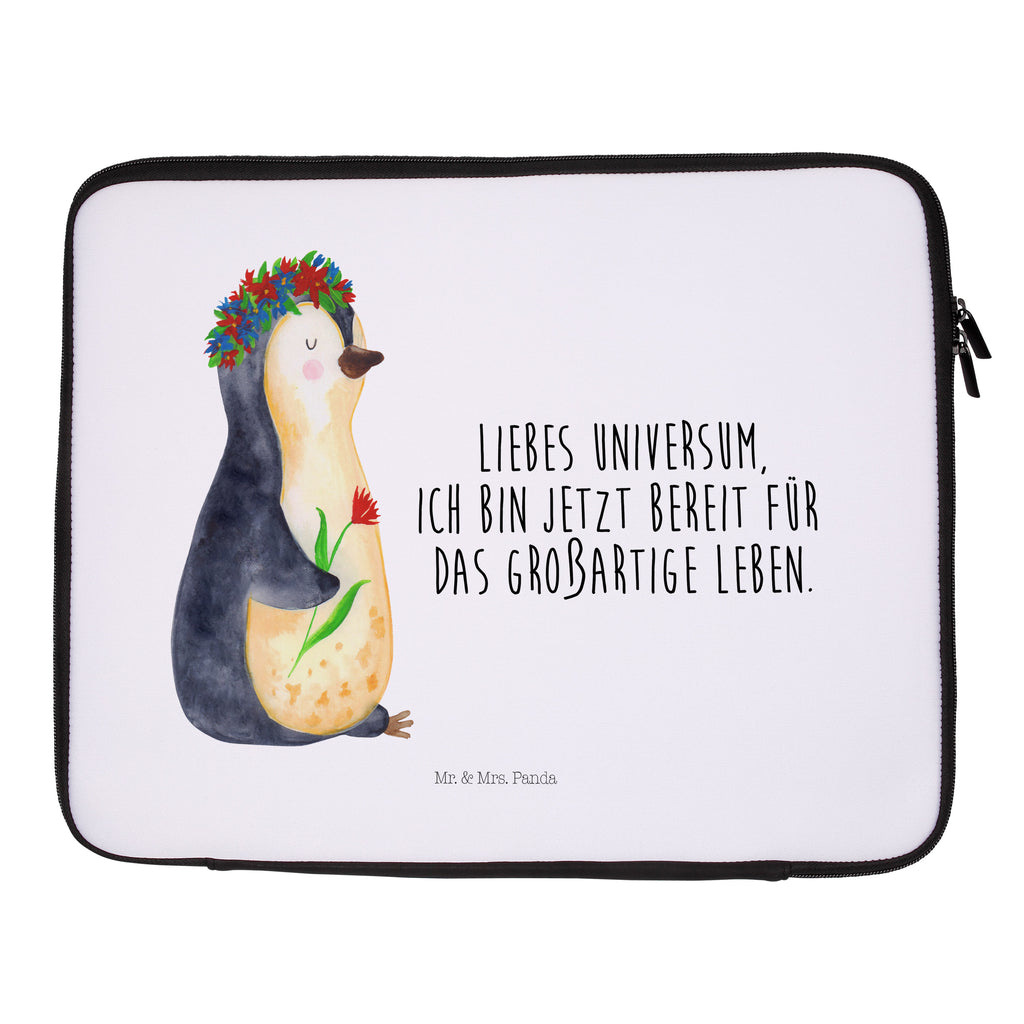 20 x 28 Notebook Tasche  Pinguin Blumenkranz Notebook Tasche, Laptop, Computertasche, Tasche, Pinguin, Pinguine, Blumenkranz, Universum, Leben, Wünsche, Ziele, Lebensziele, Motivation, Lebenslust, Liebeskummer, Geschenkidee