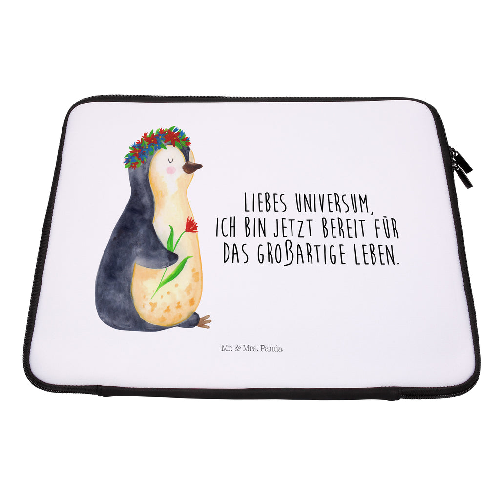 20 x 28 Notebook Tasche  Pinguin Blumenkranz Notebook Tasche, Laptop, Computertasche, Tasche, Pinguin, Pinguine, Blumenkranz, Universum, Leben, Wünsche, Ziele, Lebensziele, Motivation, Lebenslust, Liebeskummer, Geschenkidee