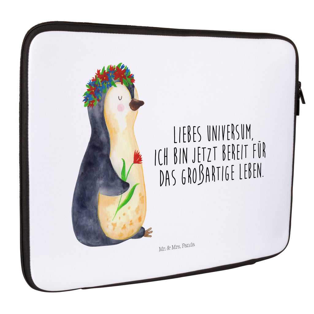 20 x 28 Notebook Tasche  Pinguin Blumenkranz Notebook Tasche, Laptop, Computertasche, Tasche, Pinguin, Pinguine, Blumenkranz, Universum, Leben, Wünsche, Ziele, Lebensziele, Motivation, Lebenslust, Liebeskummer, Geschenkidee