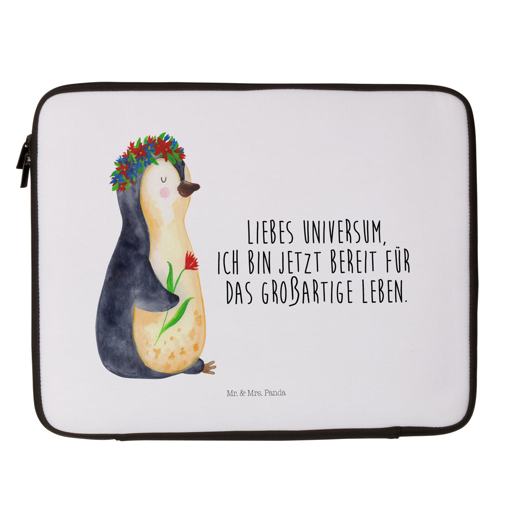 20 x 28 Notebook Tasche  Pinguin Blumenkranz Notebook Tasche, Laptop, Computertasche, Tasche, Pinguin, Pinguine, Blumenkranz, Universum, Leben, Wünsche, Ziele, Lebensziele, Motivation, Lebenslust, Liebeskummer, Geschenkidee