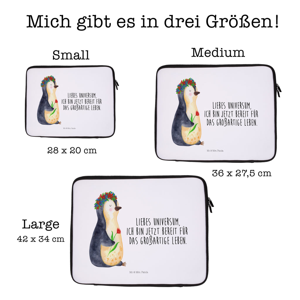 20 x 28 Notebook Tasche  Pinguin Blumenkranz Notebook Tasche, Laptop, Computertasche, Tasche, Pinguin, Pinguine, Blumenkranz, Universum, Leben, Wünsche, Ziele, Lebensziele, Motivation, Lebenslust, Liebeskummer, Geschenkidee