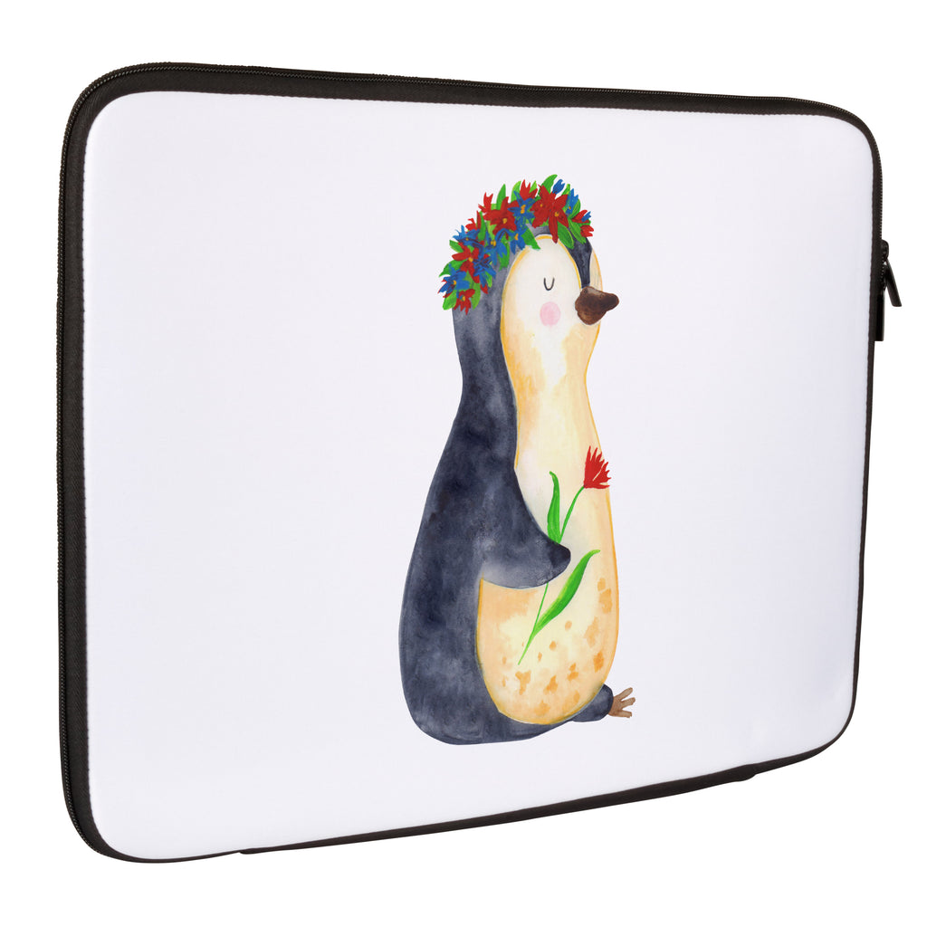 20 x 28 Notebook Tasche  Pinguin Blumenkranz Notebook Tasche, Laptop, Computertasche, Tasche, Pinguin, Pinguine, Blumenkranz, Universum, Leben, Wünsche, Ziele, Lebensziele, Motivation, Lebenslust, Liebeskummer, Geschenkidee