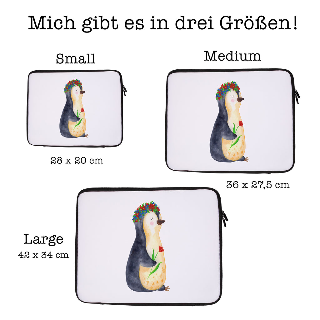 20 x 28 Notebook Tasche  Pinguin Blumenkranz Notebook Tasche, Laptop, Computertasche, Tasche, Pinguin, Pinguine, Blumenkranz, Universum, Leben, Wünsche, Ziele, Lebensziele, Motivation, Lebenslust, Liebeskummer, Geschenkidee