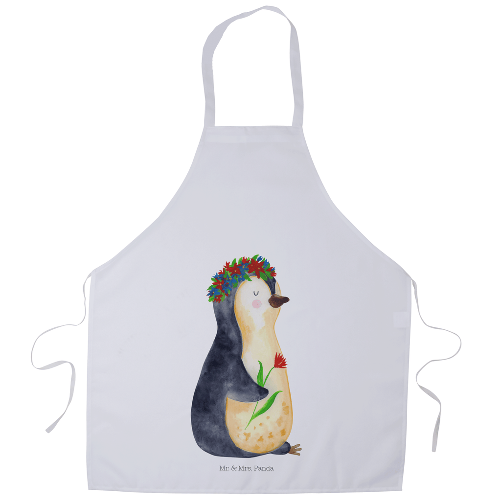 Kochschürze Pinguin Blumenkranz Schürze, Backschürze, Küchenschürze, Grillschürze, Latzschürze, Pinguin, Pinguine, Blumenkranz, Universum, Leben, Wünsche, Ziele, Lebensziele, Motivation, Lebenslust, Liebeskummer, Geschenkidee