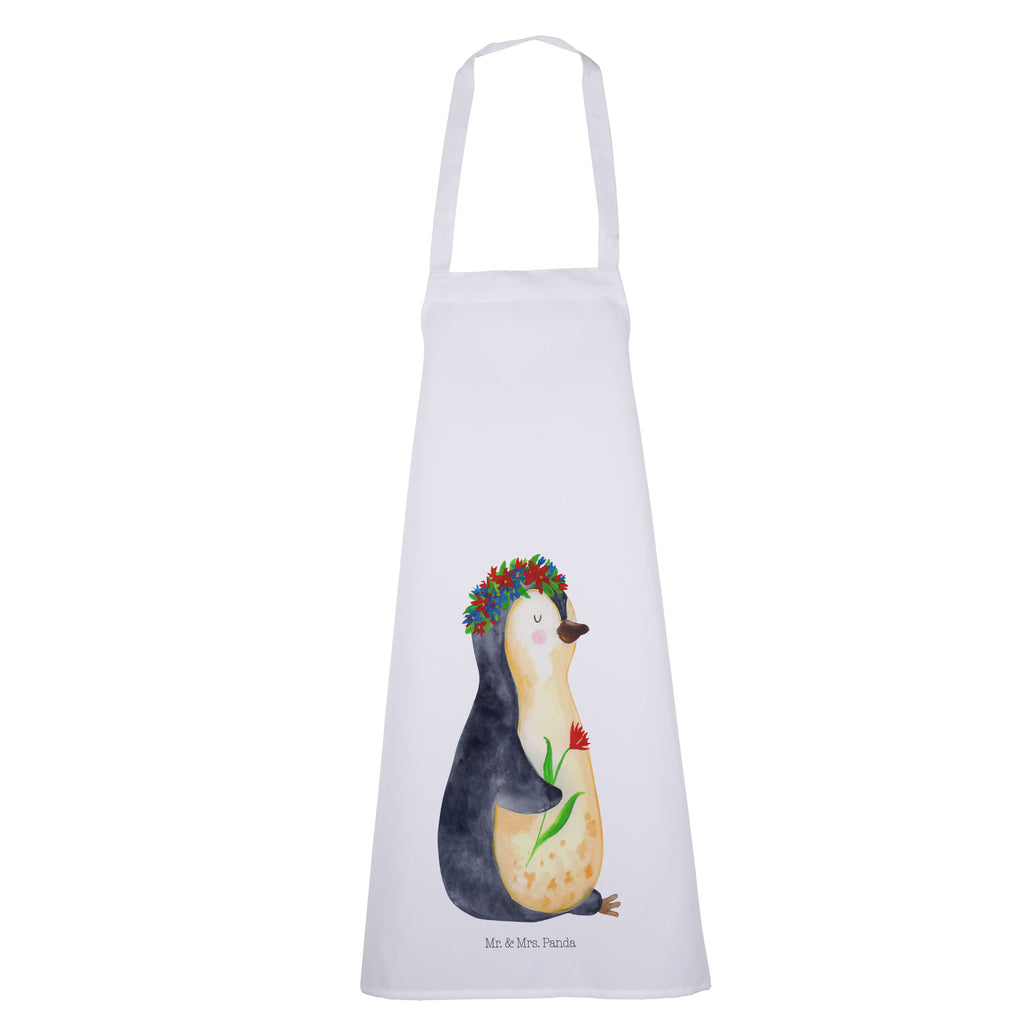 Kochschürze Pinguin Blumenkranz Schürze, Backschürze, Küchenschürze, Grillschürze, Latzschürze, Pinguin, Pinguine, Blumenkranz, Universum, Leben, Wünsche, Ziele, Lebensziele, Motivation, Lebenslust, Liebeskummer, Geschenkidee