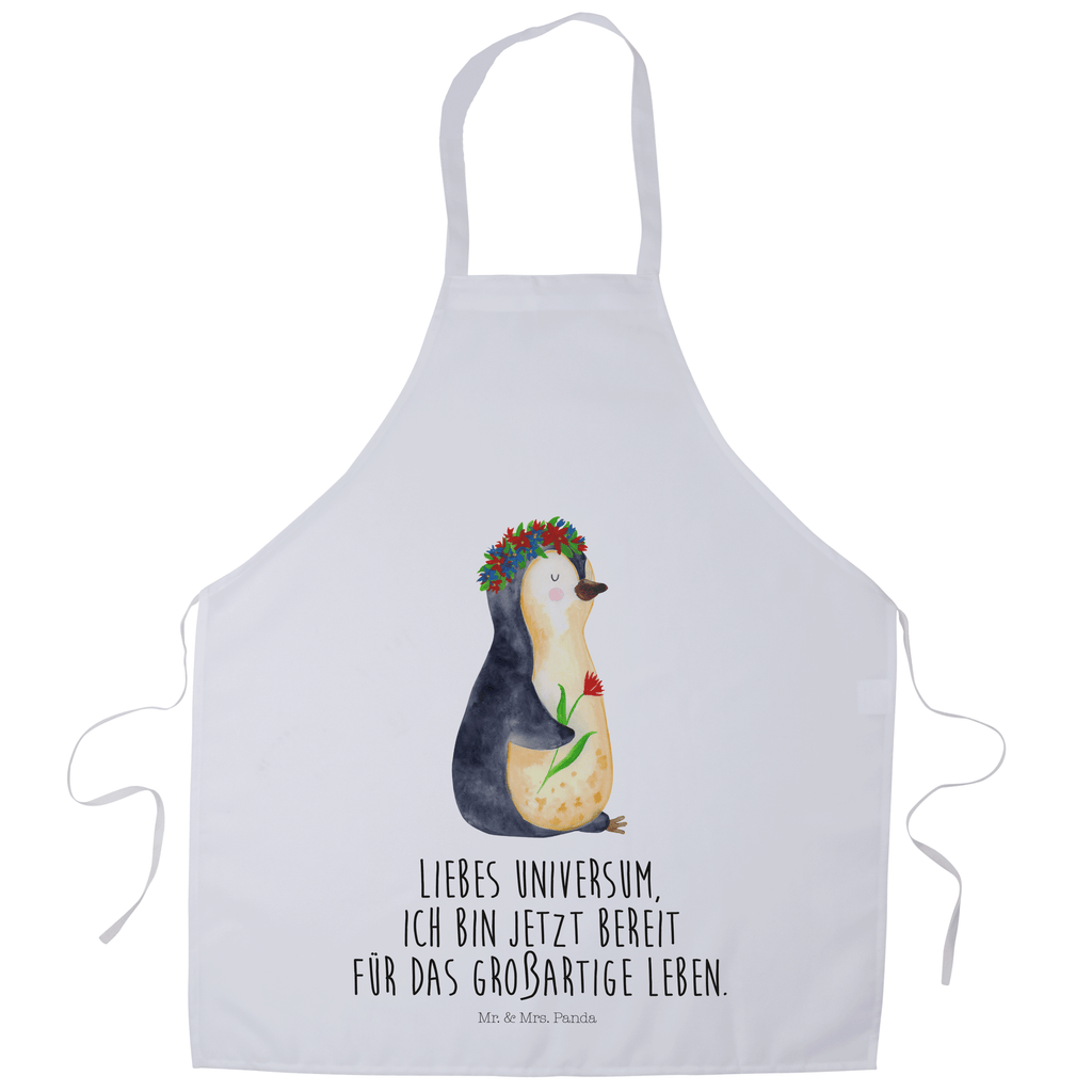 Kochschürze Pinguin Blumenkranz Schürze, Backschürze, Küchenschürze, Grillschürze, Latzschürze, Pinguin, Pinguine, Blumenkranz, Universum, Leben, Wünsche, Ziele, Lebensziele, Motivation, Lebenslust, Liebeskummer, Geschenkidee