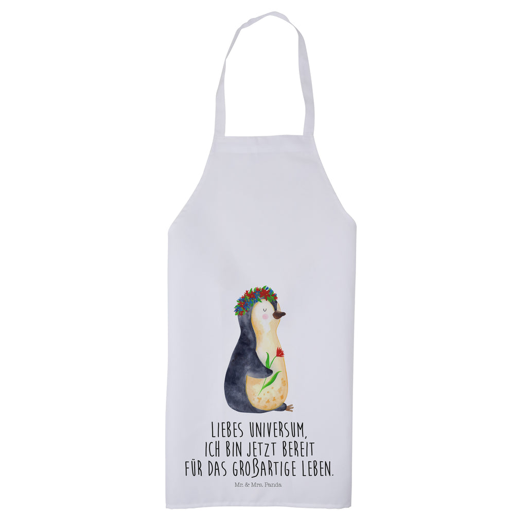 Kochschürze Pinguin Blumenkranz Schürze, Backschürze, Küchenschürze, Grillschürze, Latzschürze, Pinguin, Pinguine, Blumenkranz, Universum, Leben, Wünsche, Ziele, Lebensziele, Motivation, Lebenslust, Liebeskummer, Geschenkidee